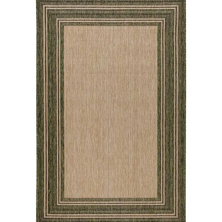 Green Framed Border Outdoor Area Rug, 7x9