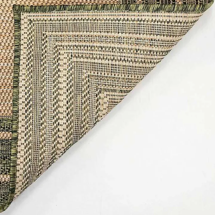 Green Framed Border Outdoor Area Rug, 7x9