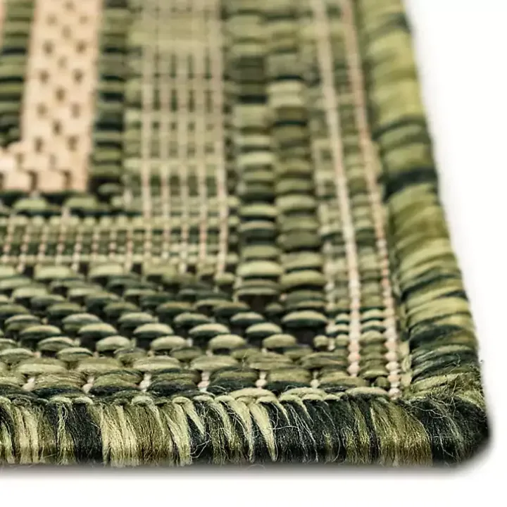 Green Framed Border Outdoor Area Rug, 7x9