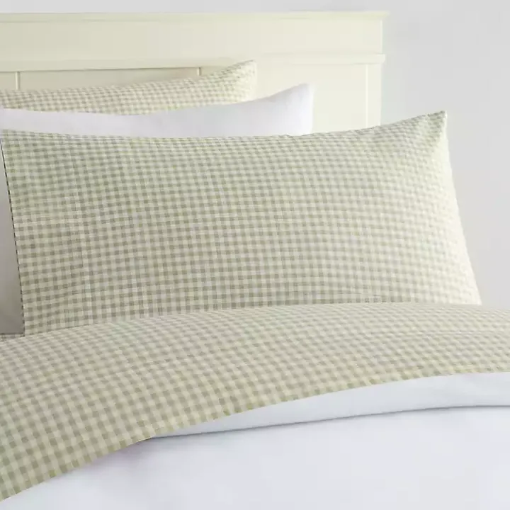 Green Gingham 4-pc. Queen Sheet Set