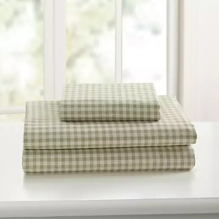 Green Gingham 3-pc. Twin Sheet Set
