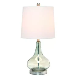 Green Glass Ripple Table Lamp