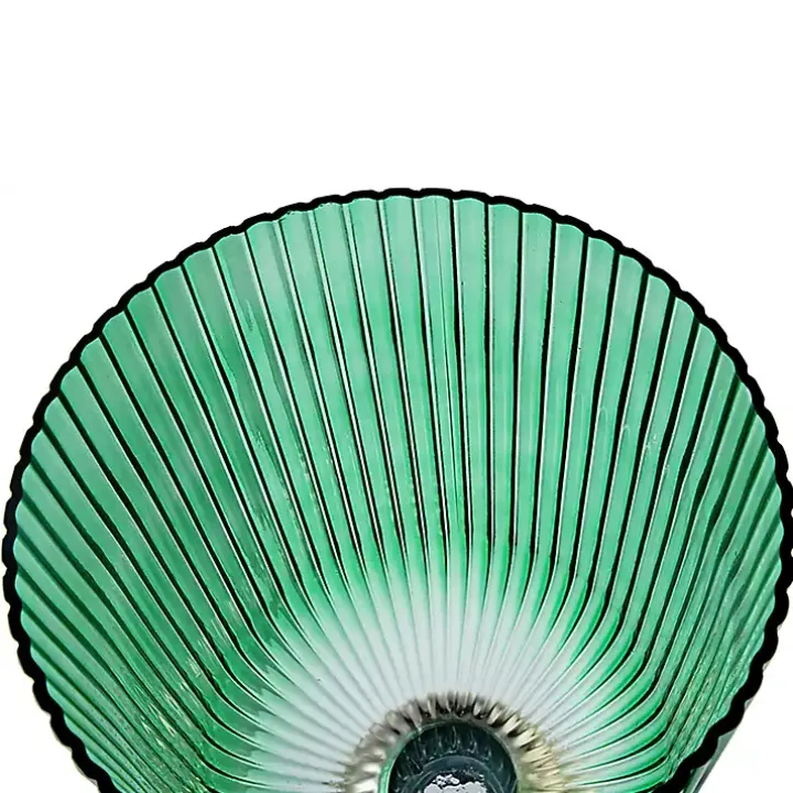 Green Glass Vase with Gold Pedestal Base, 20 in.