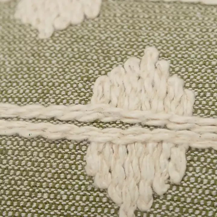 Green Heathered Embroidered Diamond Throw Pillow