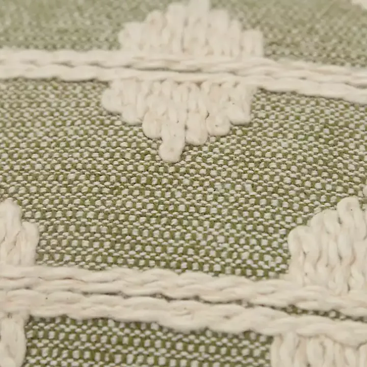 Green Heathered Embroidered Diamond Throw Pillow