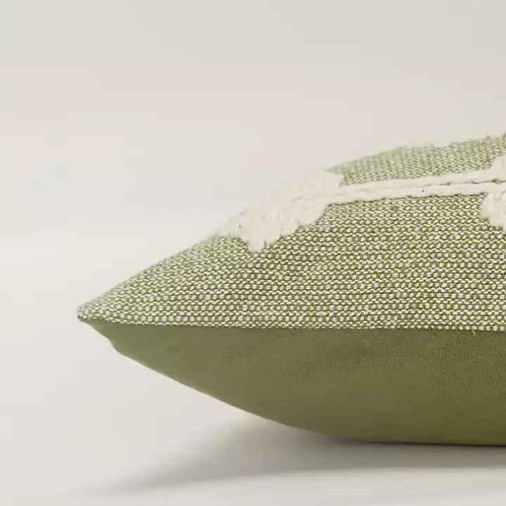 Green Heathered Embroidered Diamond Throw Pillow