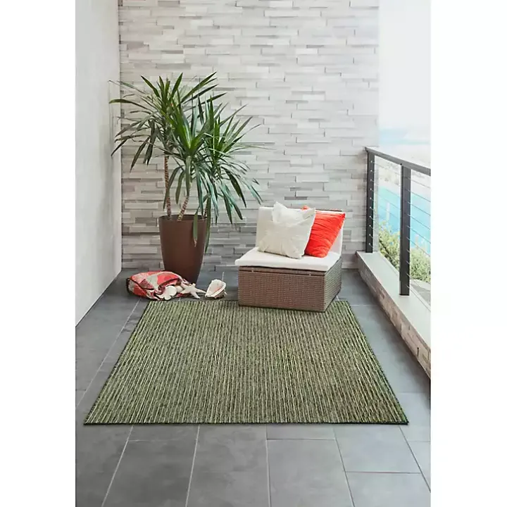 Green Intertwined Santal Outdoor Area Rug, 6x9