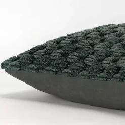 Green Looped Cotton Throw Pillow