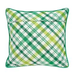 Green Lucky Clover Plaid Pillow
