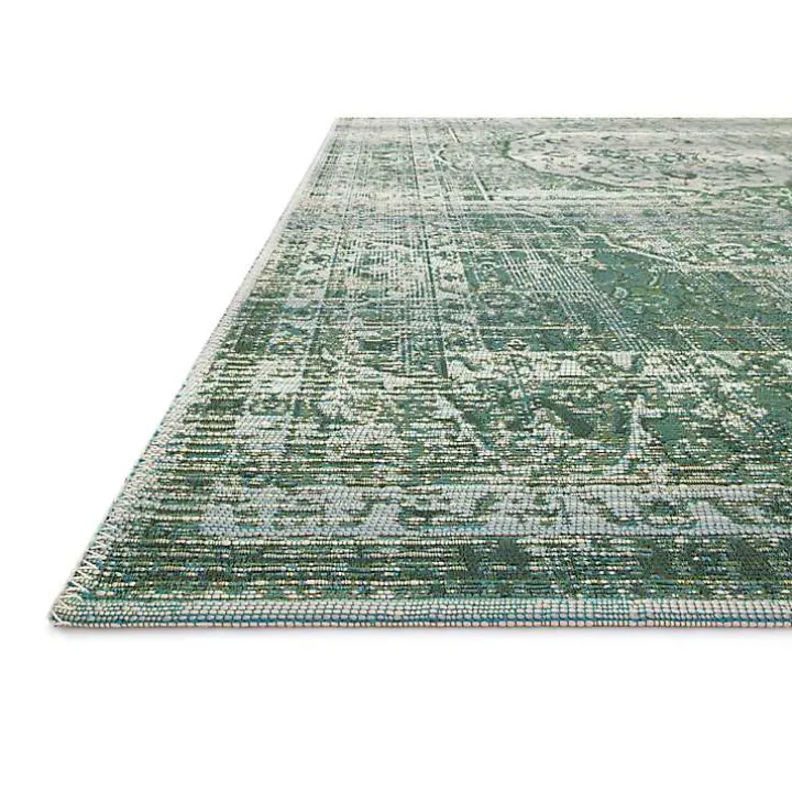 Green Mist Tribal Medallion Outdoor Rug, 6x9