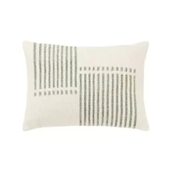 Green Offset Colorblock Stripe Throw Pillow