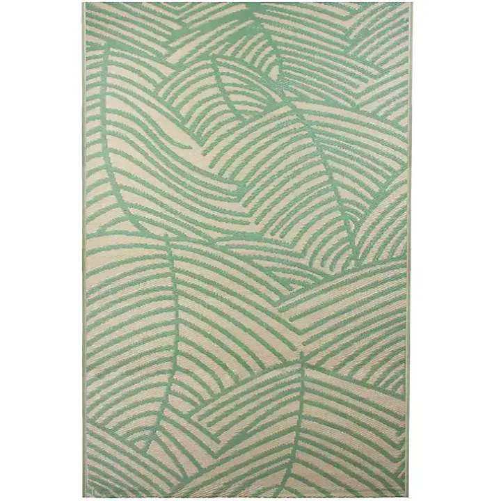 Green Palm Leaf Outdoor Area Rug, 4x6