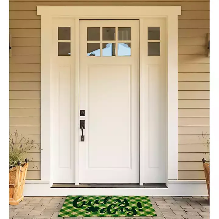 Green Plaid Lucky Day Doormat