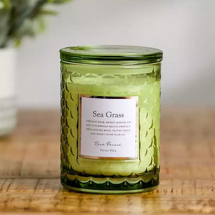 Green Sea Grass Glass Jar Candle