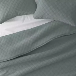 Green Stitched Diamond 3-pc. Queen Quilt Set