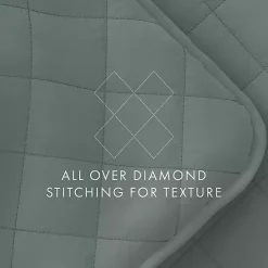 Green Stitched Diamond 3-pc. Queen Quilt Set