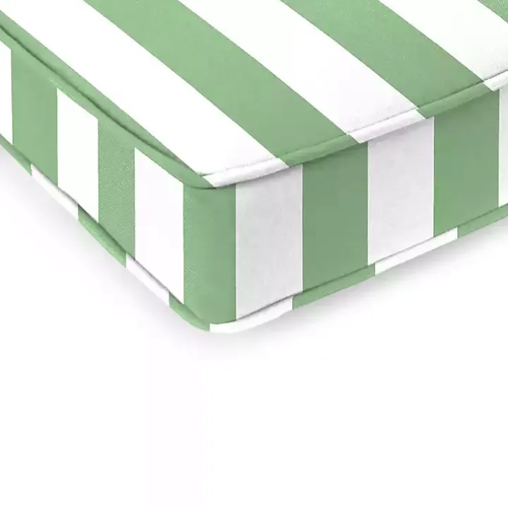 Green Striped Outdoor Settee Cushion