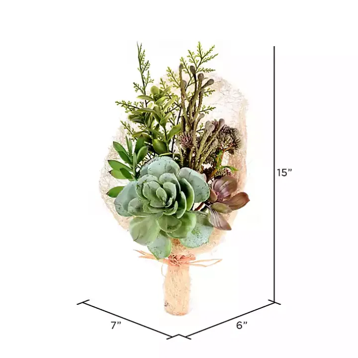 Green Succulent Bouquet, 15 in.