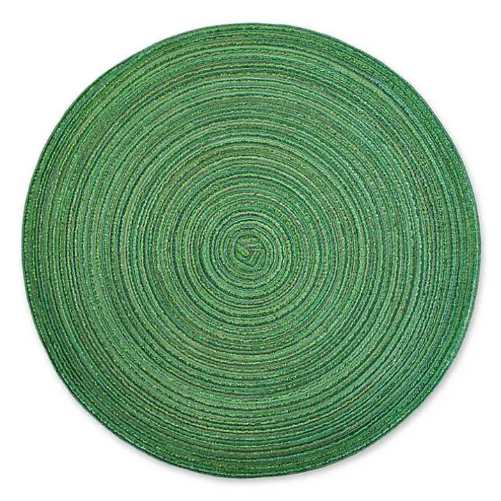 Green Variegated Round Placemats, Set of 6