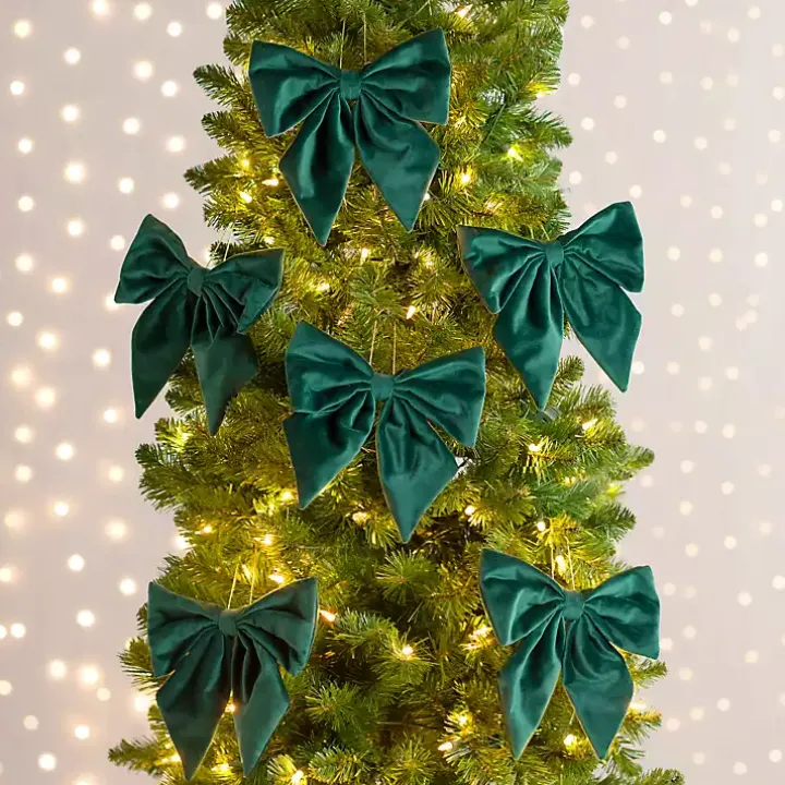 Green Velvet Bow 6-pc. Ornament Set, 8 in.