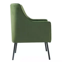 Green Velvet Upholstered Black Legs Accent Chair