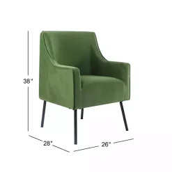 Green Velvet Upholstered Black Legs Accent Chair