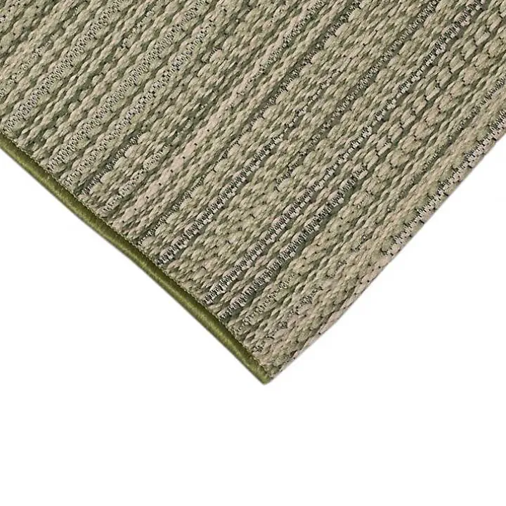 Green Woven Lines Indoor/Outdoor Runner, 1x4