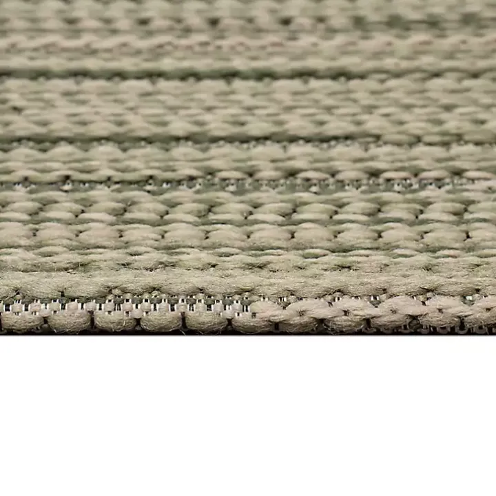Green Woven Lines Indoor/Outdoor Runner, 1x4