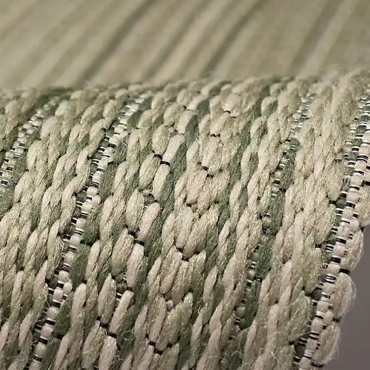 Green Woven Lines Indoor/Outdoor Runner, 1x4