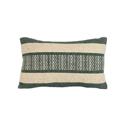 Green Woven Stripe Lumbar Pillow