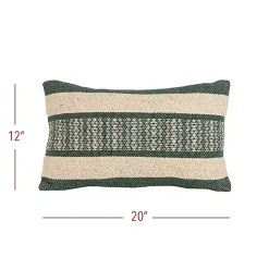 Green Woven Stripe Lumbar Pillow