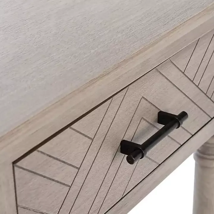Greige Chevron 2-Drawer Console Table