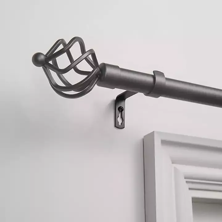 Gunmetal Adjustable Torch Curtain Rod, 120 in.
