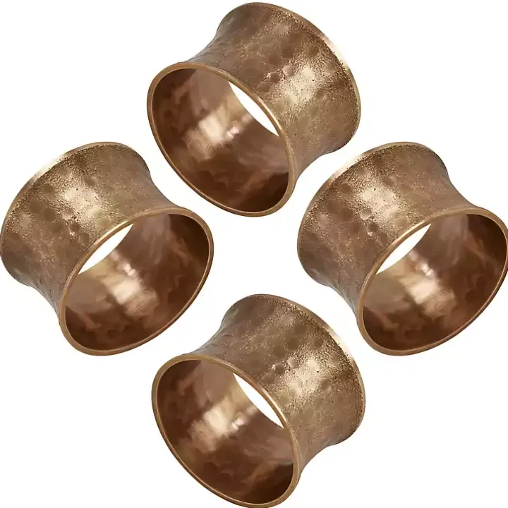 Hammered Brass Inverted Napkin Rings, Set of 4