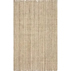 Hand Woven Chunky Loop Natural Jute Area Rug, 5x7