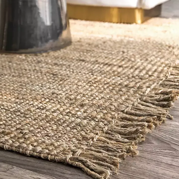 Hand Woven Chunky Loop Natural Jute Area Rug, 5x7