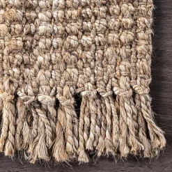 Hand Woven Looped Natural Jute Area Rug, 12x15