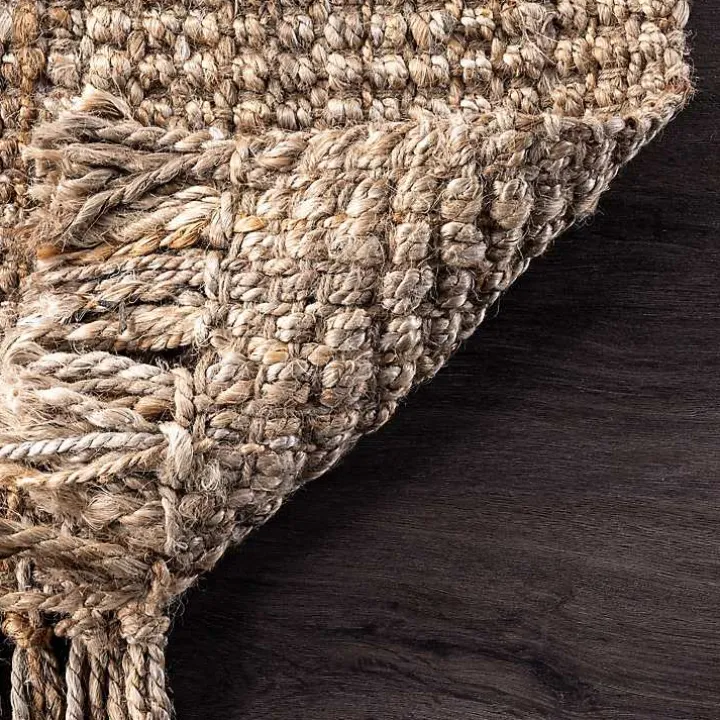 Hand Woven Looped Natural Jute Area Rug, 9x13