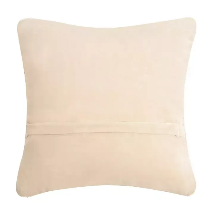 Handhooked Bunny in a Field Throw Pillow