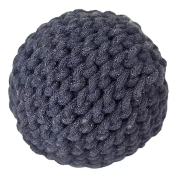 Handmade Navy Blue Jute Rope Orbs, Set of 4