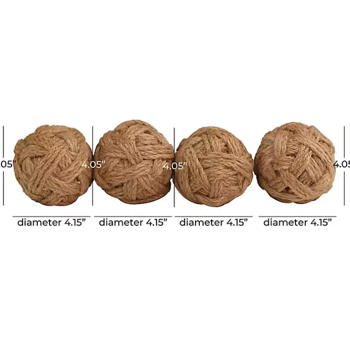 Handmade Woven Rope Jute Orbs, Set of 4