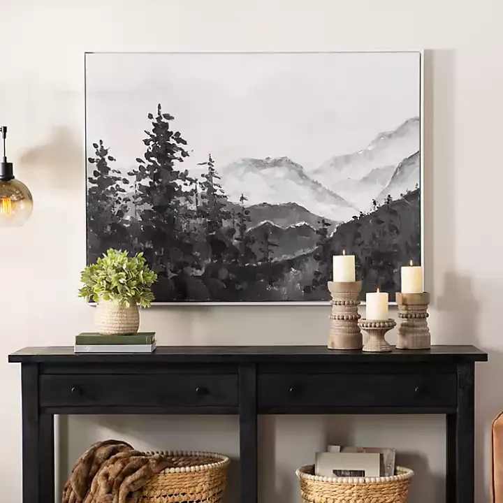 Handpainted Mountain Scene Framed Art