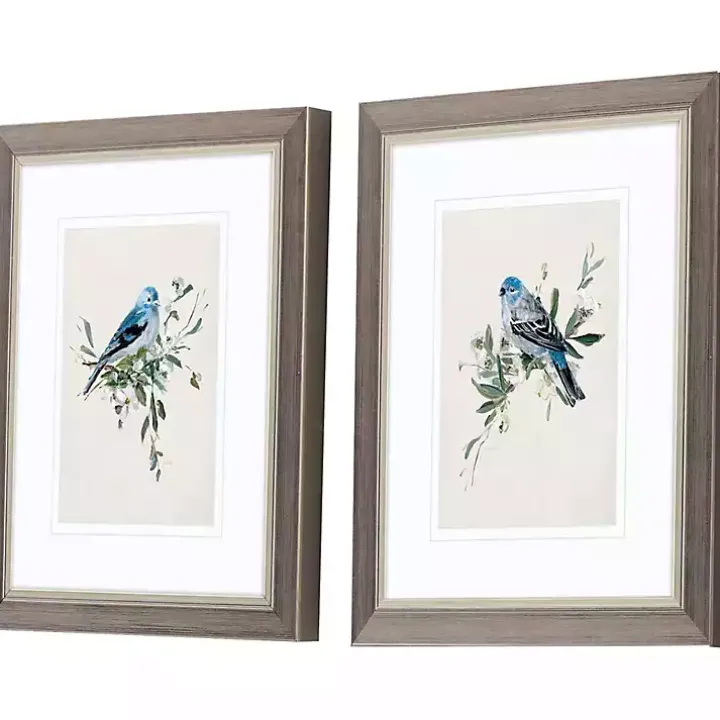 Happy Bluebirds Framed Art Prints, Set of 2