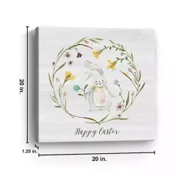 Happy Easter Bunny Wreath Canvas Art Print