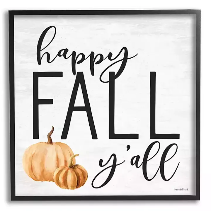 Happy Fall Y'all Black Framed Wall Plaque