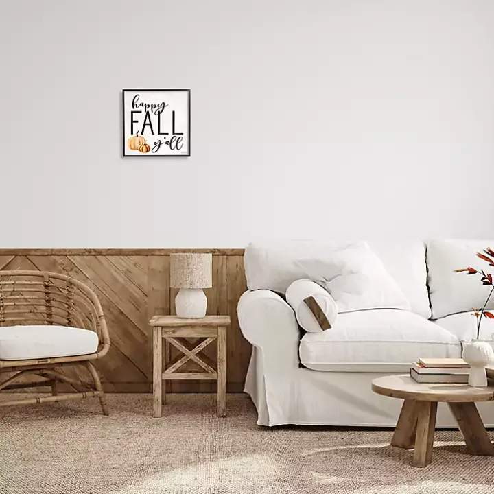 Happy Fall Y'all Black Framed Wall Plaque
