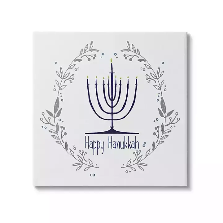 Happy Hanukkah Wreath Canvas Art Print