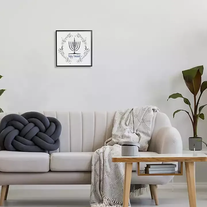 Happy Hanukkah Wreath Framed Art Print