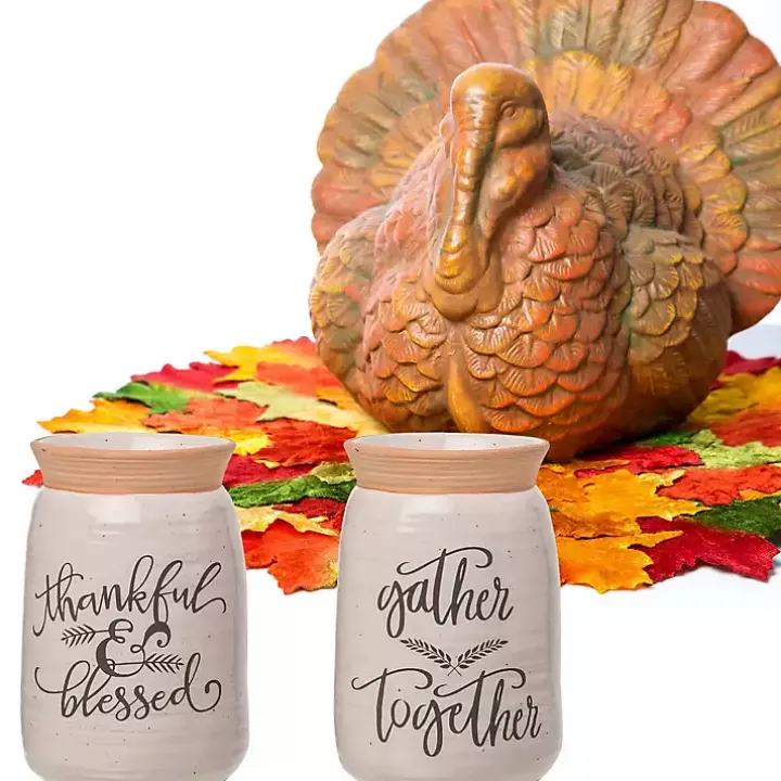 Harvest Sentiment Ceramic Vases, Set of 2