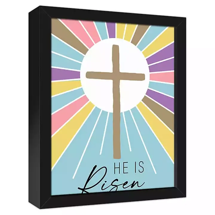 He is Risen Colorful Framed Canvas Art Print